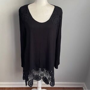 Catherines Black Long Sleeve Tunic Dress with Lace Detail Size 14/16W